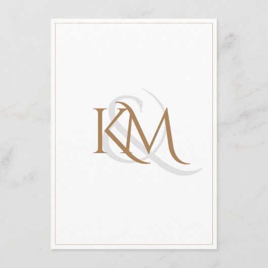 Classy White en Gold Monogram Typography Wedding Informatiekaartje (Achterkant)
