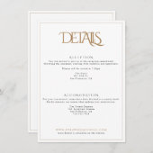 Classy White en Gold Monogram Typography Wedding Informatiekaartje (Voorkant / Achterkant)
