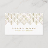 Classy White en legant Gold Geometric Pattern Visitekaartje (Voorkant)