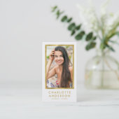Classy White Faux Gold Headshot Foto Visitekaartje (Staand voorkant)