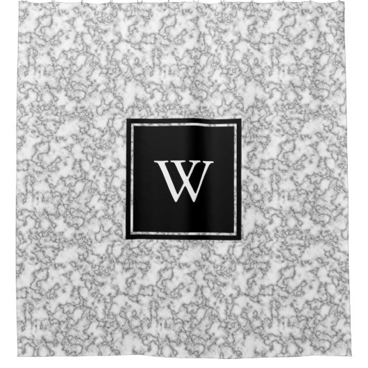 Classy White Faux Marble - Aangepast Douchegordijn (Voorkant)