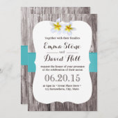 Classy White Frangipani Blue Beach Wedding Kaart (Voorkant / Achterkant)