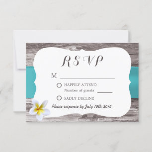 Classy White Frangipani Blue Wedding RSVP