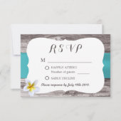 Classy White Frangipani Blue Wedding RSVP (Voorkant)