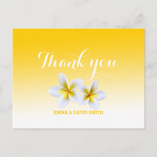Classy White Frangipani Theme Bedankt Briefkaart (Voorkant)