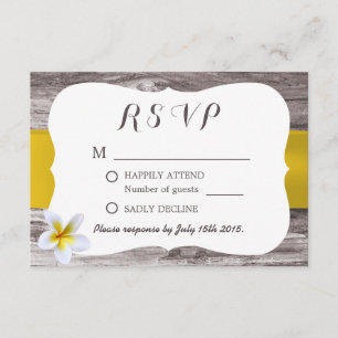 Classy White Frangipani Theme Weddenschap RSVP