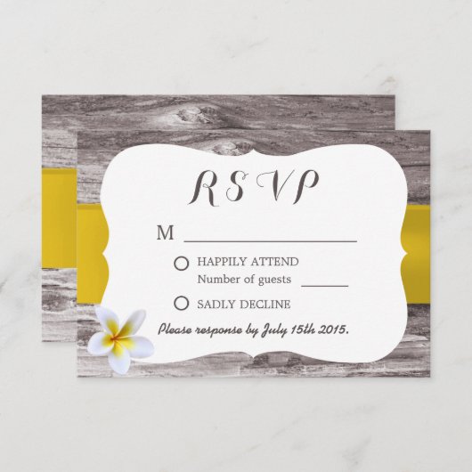 Classy White Frangipani Theme Weddenschap RSVP (Voorkant / Achterkant)