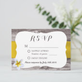 Classy White Frangipani Theme Weddenschap RSVP Kaartje (Staand voorkant)
