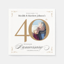 Classy White Gold Calligraphy 40th Jubileum