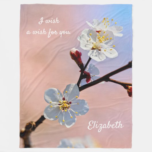 Classy White Japanse abrikozenbloemen Fleece Deken (Voorkant)