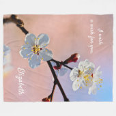 Classy White Japanse abrikozenbloemen Fleece Deken (Voorkant (Horizontaal))
