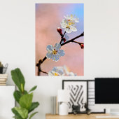 Classy White Japanse abrikozenbloemen Poster (Thuiskantoor)