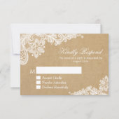Classy White Lace in Kraft Wedding RSVP Antwoord (Voorkant)