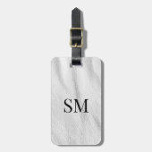 Classy White Leather Monogram Initiaal Bagagelabel (Voorkant verticaal)
