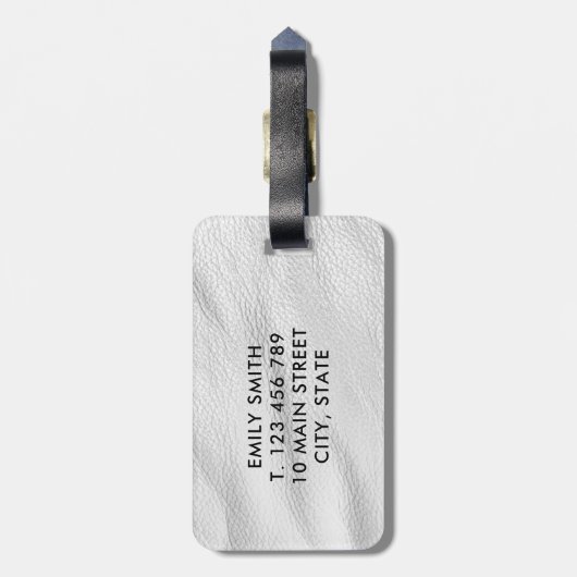 Classy White Leather Monogram Initiaal Bagagelabel (Achterkant verticaal)