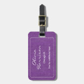 Classy White Lettering on Purple Denim Print Bagagelabel (Voorkant verticaal)