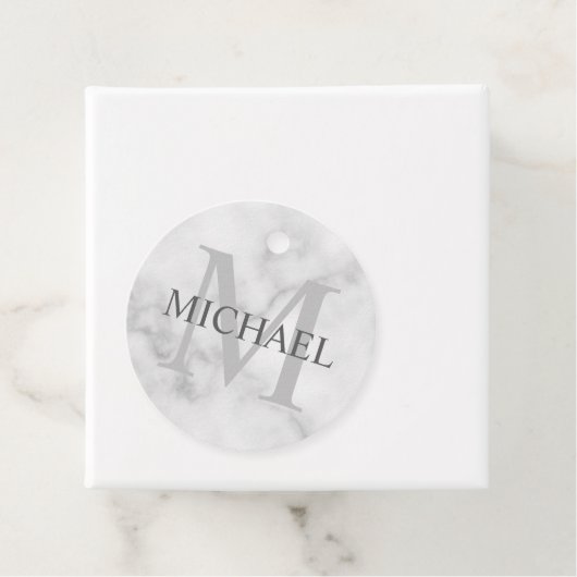 Classy White Marble - gepersonaliseerd monogram en Bedankjes Labels (In situ)