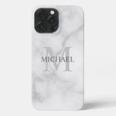 Classy White Marble - gepersonaliseerd monogram en iPhone Hoesje (Achterkant)