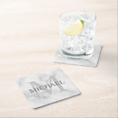 Classy White Marble - gepersonaliseerd monogram en Kartonnen Onderzetters (Insitu)