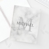 Classy White Marble - gepersonaliseerd monogram en Notitieboek
