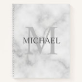 Classy White Marble - gepersonaliseerd monogram en Notitieboek (Voorkant)