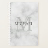 Classy White Marble - gepersonaliseerd monogram en Planner (Voorkant)