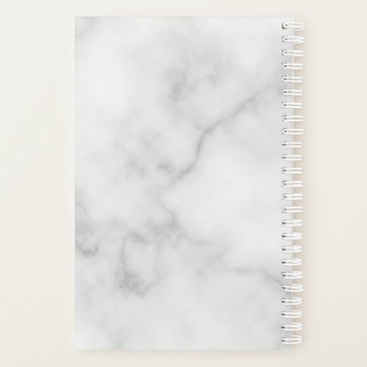 Classy White Marble - gepersonaliseerd monogram en Planner (Achterkant)
