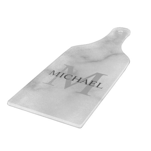 Classy White Marble - gepersonaliseerd monogram en Snijplank (Hoek)