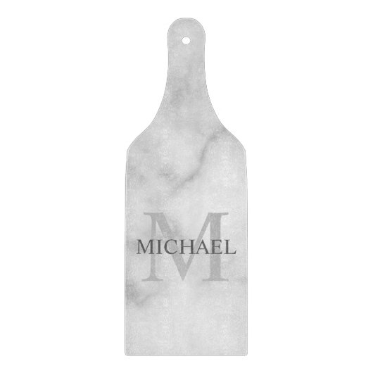 Classy White Marble - gepersonaliseerd monogram en Snijplank (Voorkant)