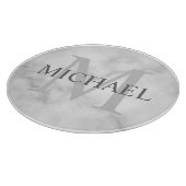 Classy White Marble - gepersonaliseerd monogram en Snijplank (Hoek)