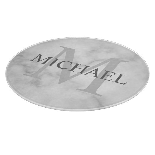 Classy White Marble - gepersonaliseerd monogram en Snijplank (Hoek)