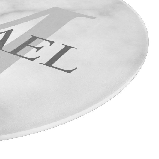 Classy White Marble - gepersonaliseerd monogram en Snijplank (Hoek)