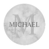 Classy White Marble - gepersonaliseerd monogram en Snijplank (Voorkant)