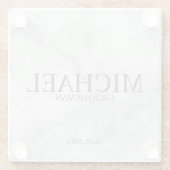 Classy White Marble Personalized Groomsmen Glazen Onderzetter (Achterkant)