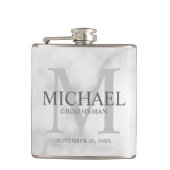 Classy White Marble Personalized Groomsmen Heupfles (Voorkant)