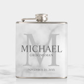 Classy White Marble Personalized Groomsmen Heupfles