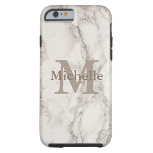 Classy White Marble Print Persoonlijke naam Tough iPhone 6 Hoesje