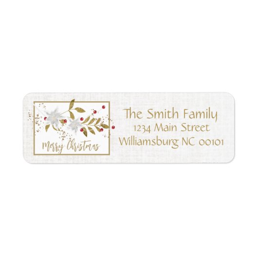 Classy White — Merry-kerstretouradres Etiket (Voorkant)