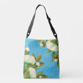 Classy White Peonies Floral Bouquet Crossbody Tas (Achterkant)