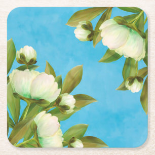 Classy White Peonies Floral Bouquet Kartonnen Onderzetters