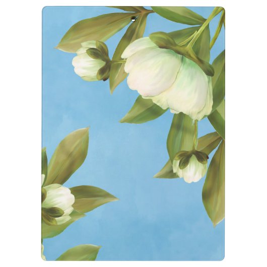 Classy White Peonies Floral Bouquet Klembord (Achterkant)