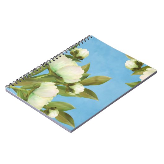 Classy White Peonies Floral Bouquet Notitieboek (Linkerzijde)