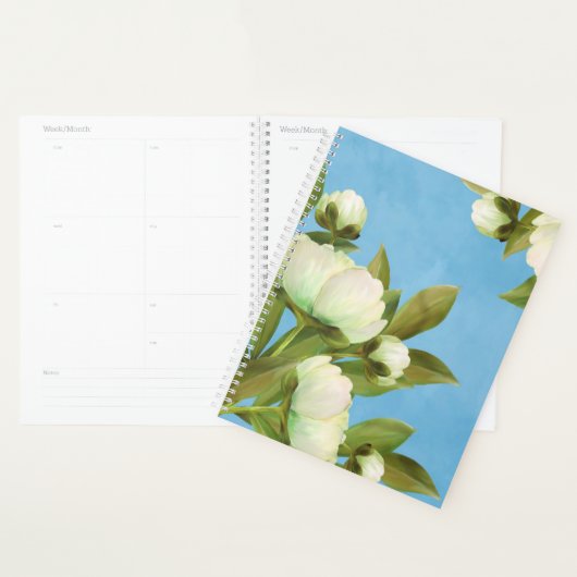 Classy White Peonies Floral Bouquet Planner (Display)
