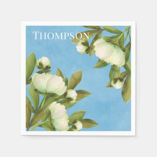 Classy White Peonies Floral Bouquet Servet (Voorkant)