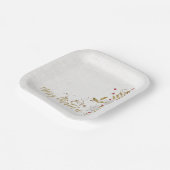 Classy White Poinsettia White Linen Gold Glitter Papieren Bordje (Gebogen)