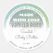 Classy White Product Label Blauwgroen Groen Glitte