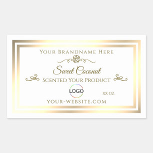 Classy White Product Label Goud Lijst met Logo