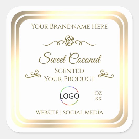 Classy White Product Label Goud Lijst met Logo (Voorkant)