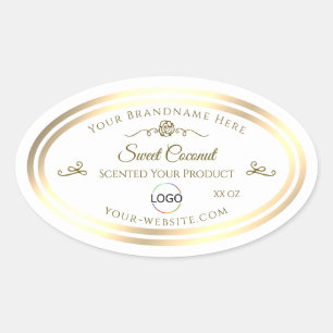 Classy White Product Label Goud Lijst met Logo