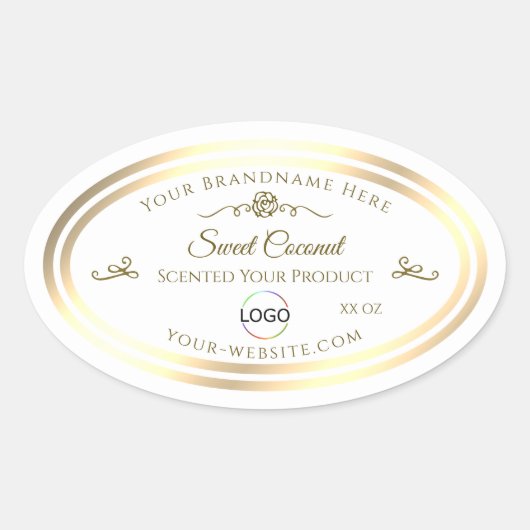 Classy White Product Label Goud Lijst met Logo (Voorkant)